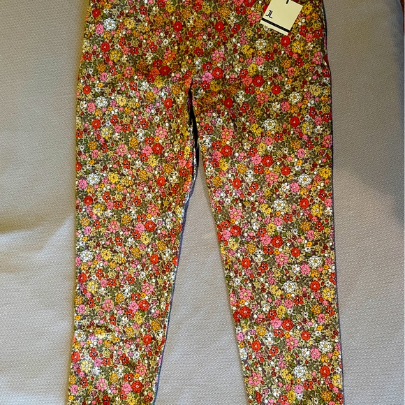Jules & Leopold Pants - Jules & Leopold - Floral Pull-On Slim Leg Ankle Length Pant - size Large